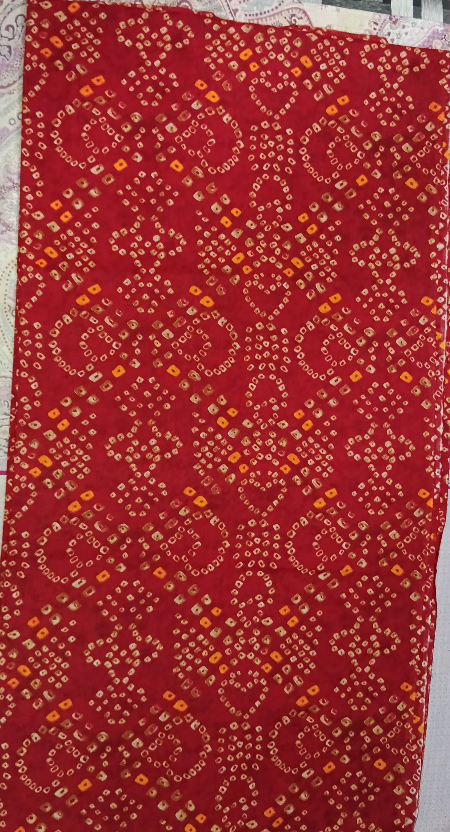 Rajasthani Cotton Silk bandhej with odhana