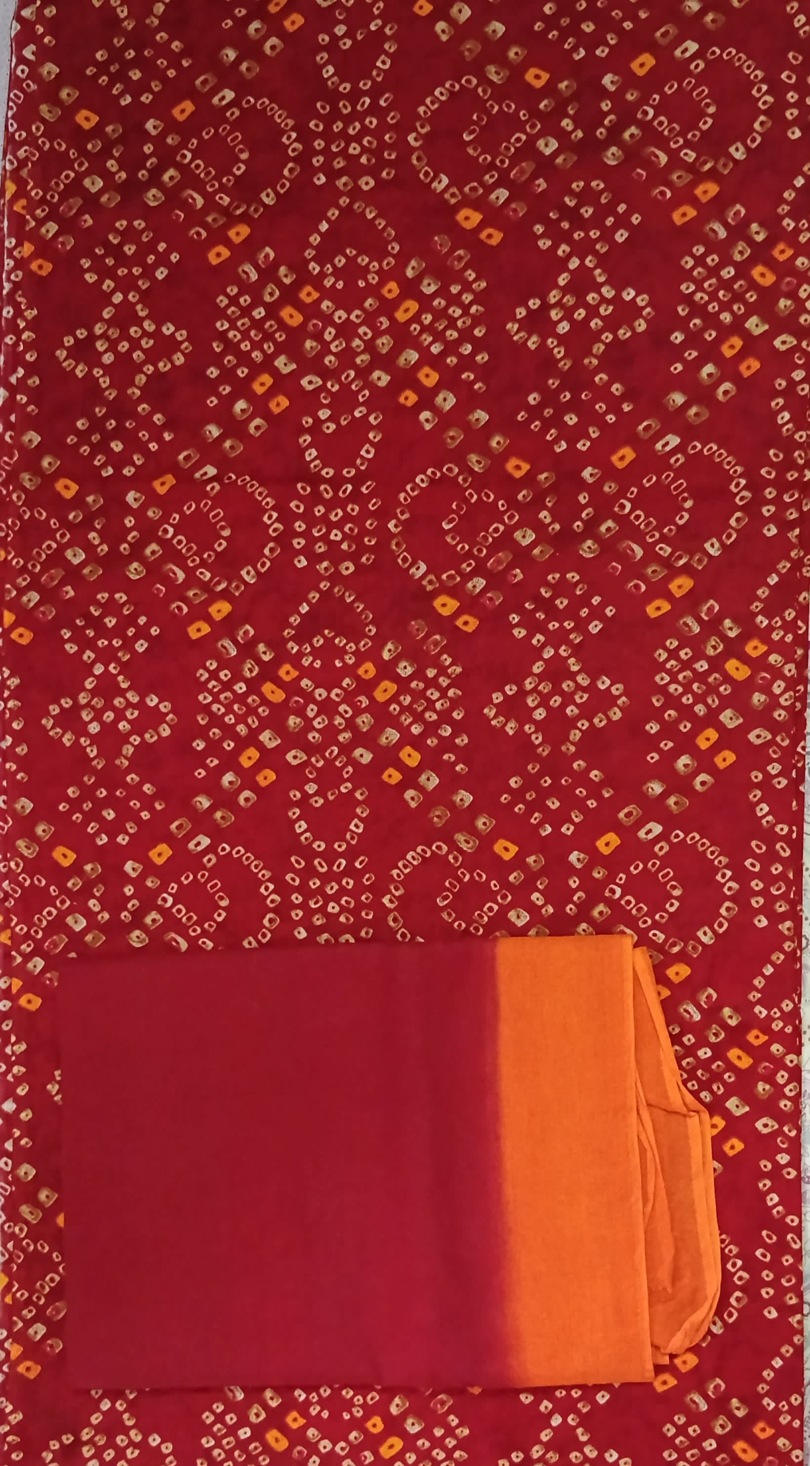 Rajasthani Cotton Silk bandhej with odhana